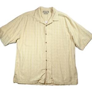 Pusser’s Island Reserve Silk Cotton Shirt Yellow Textured Camp Large